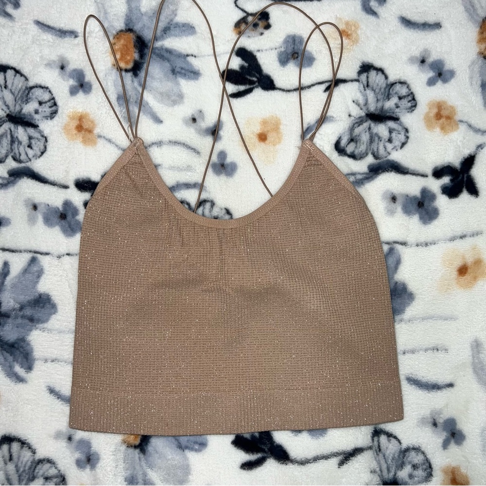 Nude glitter crop top